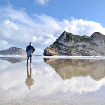 A man standing at the beach