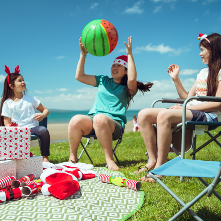 Kids enjoying Christmas in New zealand